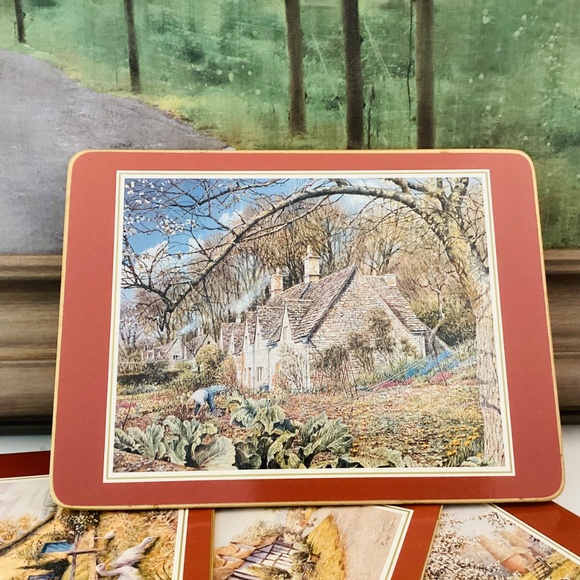 Vintage Cloverleaf Traditional Table Mats Cottages Set Of 6 England Cottagecore - Picture 10 of 15